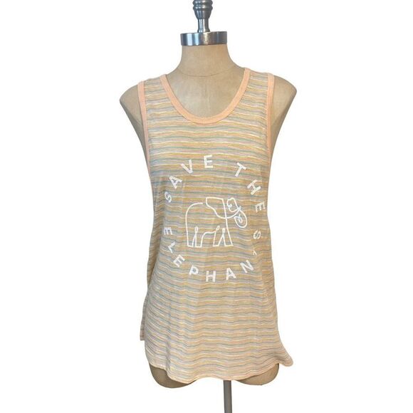 Ivory Ella Save the Elephants Muscle Tank Top Women's Large - Picture 1 of 5